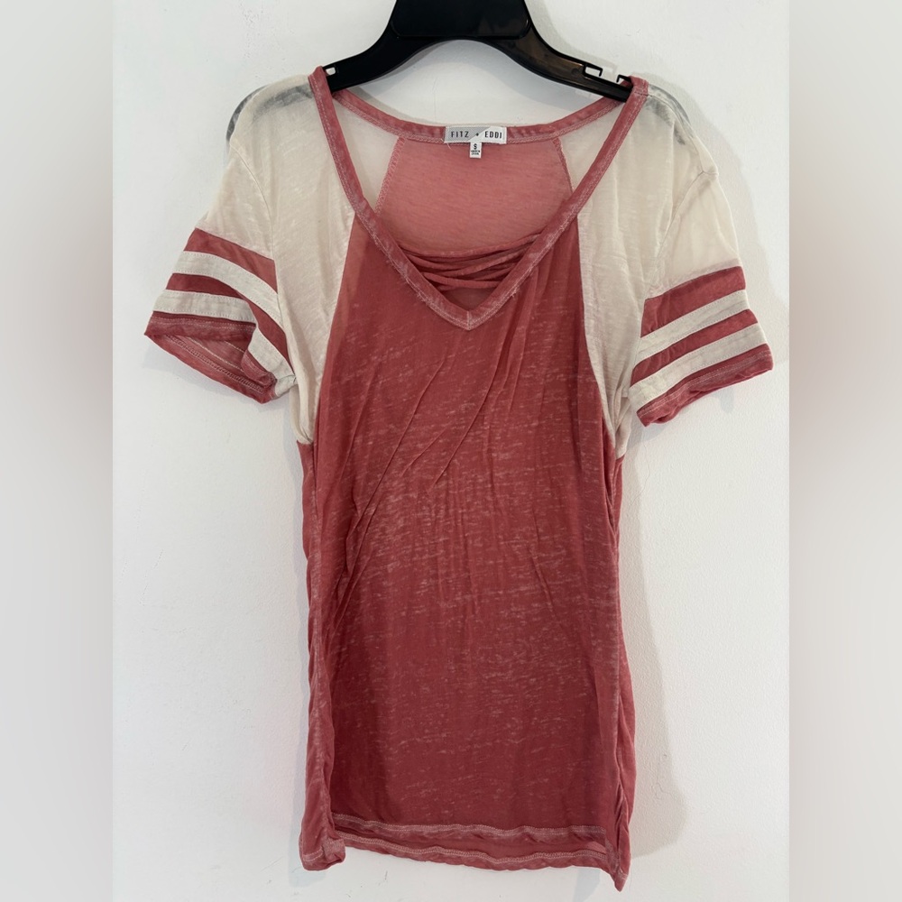 Fitz + Eddi Women’s Small Short Sleeve Thin Shirt Top Casual Slightly Sheer
